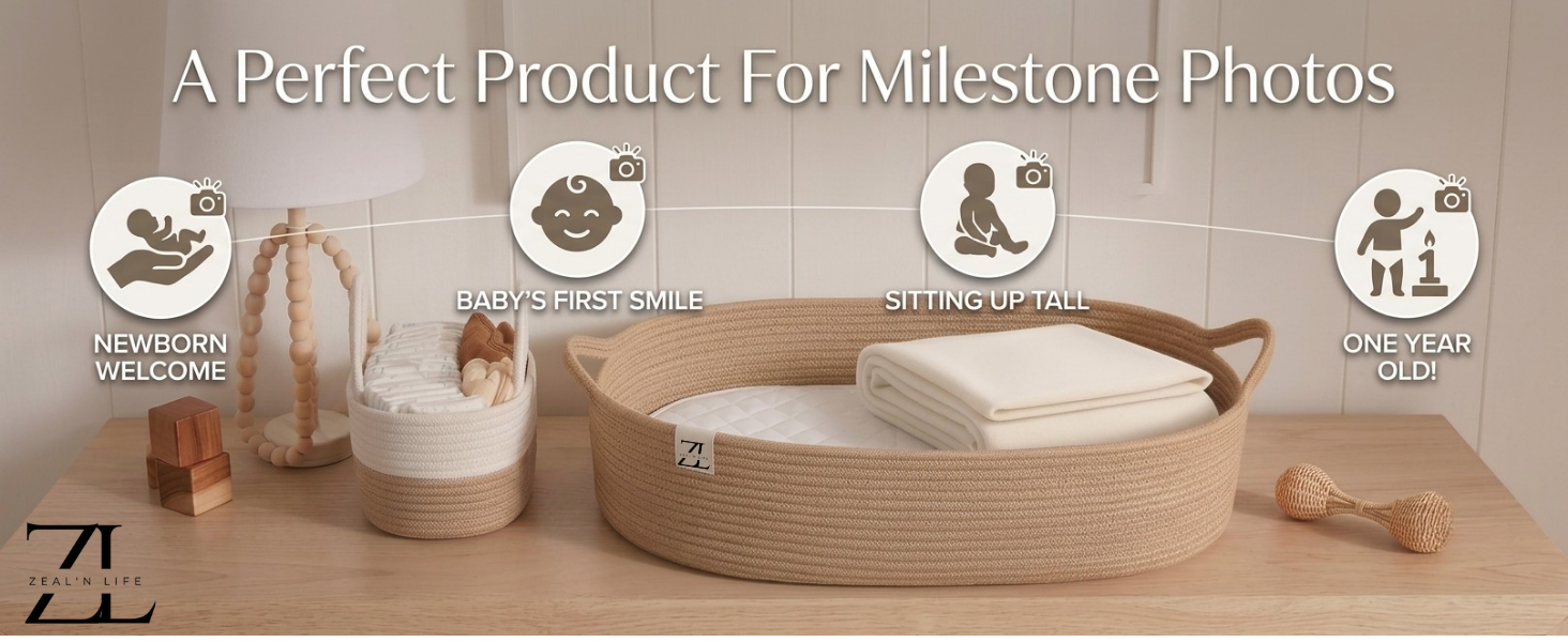 Amazon.com : ZEAL'N LIFE Baby Changing Basket Set, 100% Natural